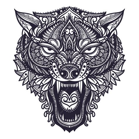 Premium Vector Hand Drawn Zentangle Wolf Head Illustration