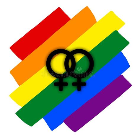 rainbow gay couple pride flag oblique symbol of sexual minorities two woman stock illustration