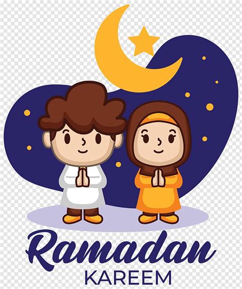 Gambar Bulan Ramadhan Desain Pasangan Anak Anak Muslim Keluarga Muslim