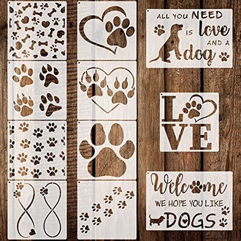 11 Pieces Dog Paw Print Stencils Trail Of Paw Prints Stencil Love Dog