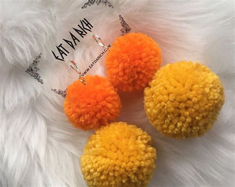 Handmade Two Tone Double Pom Earrings Choose Your Color S