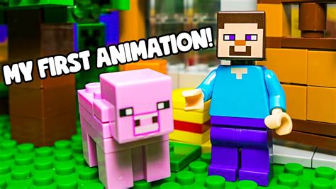 Lego Minecraft Animation Story Steve Builds A House Youtube