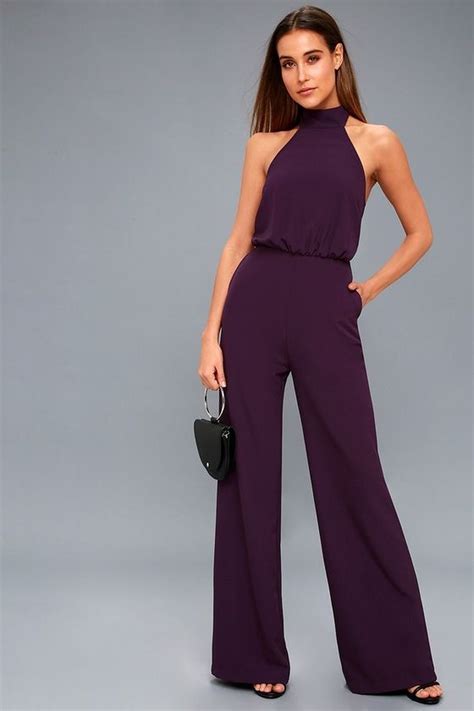 40 Fabulous Purple Outfit Ideas For Summer Addicfashion Stylish Jumpsuit Jumpsuit Elegant