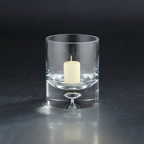 6 Clear Hand Blown Cylinder Glass Candle Holder