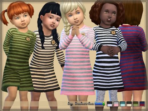 The Sims Resource Dress Stripes By Bukovka • Sims 4 Downloads