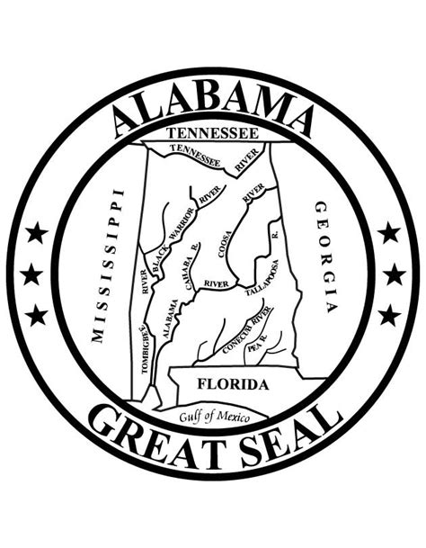 Color the x in alabama's flag red, leaving the background white. Alabama State Seal | Download Free Alabama State Seal for ...