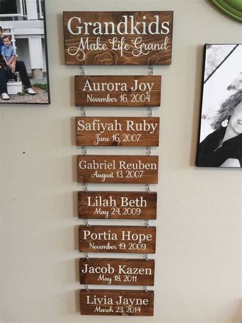 Grandkids Make Life Grand Sign With Hanging Names And Birth Etsy