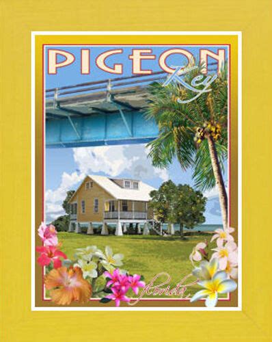 Pigeon Key Fl Framed Art Deco Style Travel Poster By Aurelio