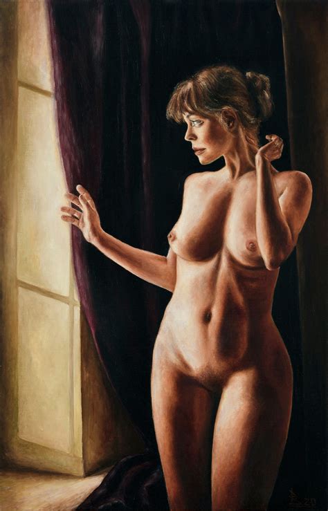 Near The Window Realism Classic Nude Painting Decoration Nudeart