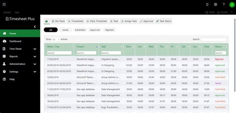 Timesheet Plus Office365 Work Time Tracker App Sharepoint Time Tracker