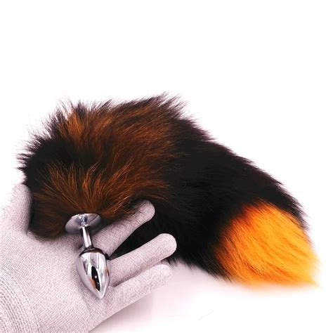 real fox tails with metal anal plug butt plug sex toys erotic cosplay tail 3 size for choice