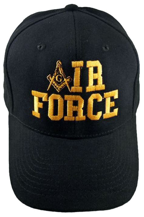 Air Force Black Masonic Baseball Cap Mason Logo Hat For Freemasons