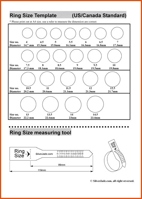 Zales Printable Ring Size Chart