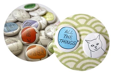 Kitty Thought Pins From Jar Of Buttons Hauspanther Cat