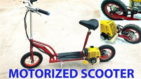 Build A Motorized Scooter At Home Using Stroke Engine Tutorial Youtube