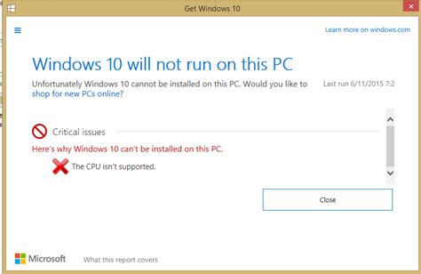 Cannot Reserve Windows 10 Cpu Not Supported But Have An I7 4770k
