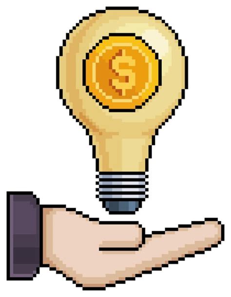 Premium Vector Pixel Art Hand Holding Coin And Money Lamp Investment