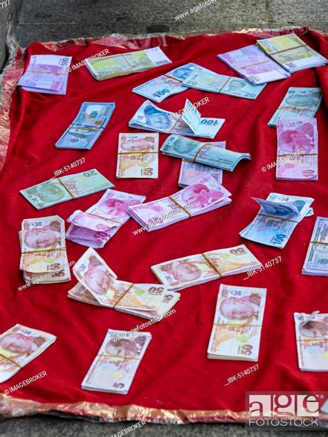 Counterfeit Money Is Offered For Sale On The Street Istanbul Turkey
