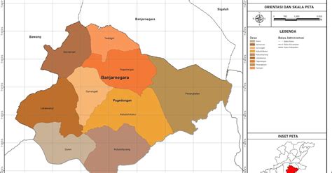 Peta Administrasi Kecamatan Pagendongan Kabupaten Banjarnegara