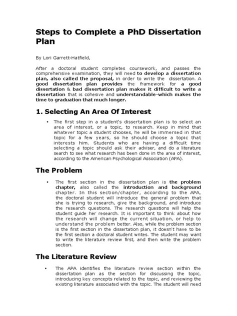 Steps To Complete A Phd Dissertation Plan Literature Review Thesis