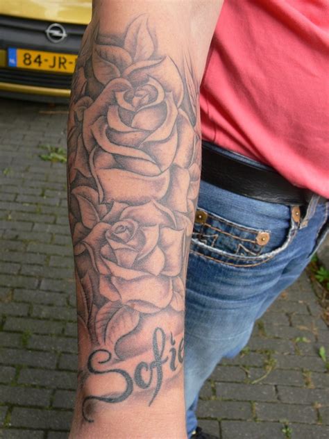 Lovely Gray Ink Rose Flowers Tattoo For Men On Arm Tattooimagesbiz