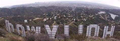 Rear Hollywood Sign View Overlooking Los Angeles California