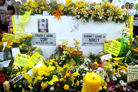 Ninoy aquino was shot dead by military personnel at manila airport in 1983 as he returned from exile in the us to lead the democracy movement against dictator. Corazon Aquino - Military Wiki