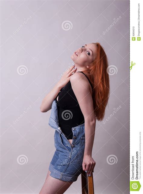 Beautiful Busty Redhead In Studio Photo Stock Image Image Of Person