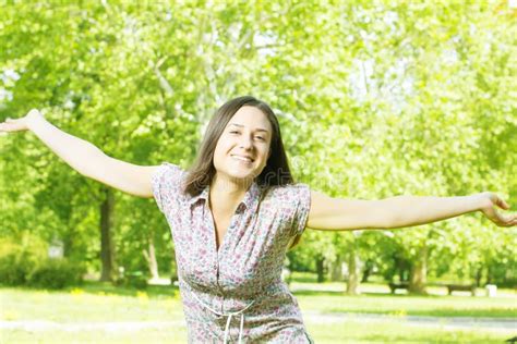 Happiness Young Woman Enjoyment In The Nature Stock Photo Image Of