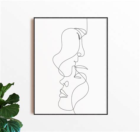 One Line Art Couple Download Instant Line Art Couple Minimalist Wall