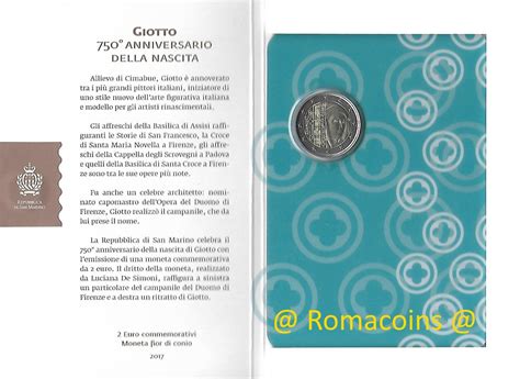 2 Euro Commemorative Coin San Marino 2017 Giotto Romacoins