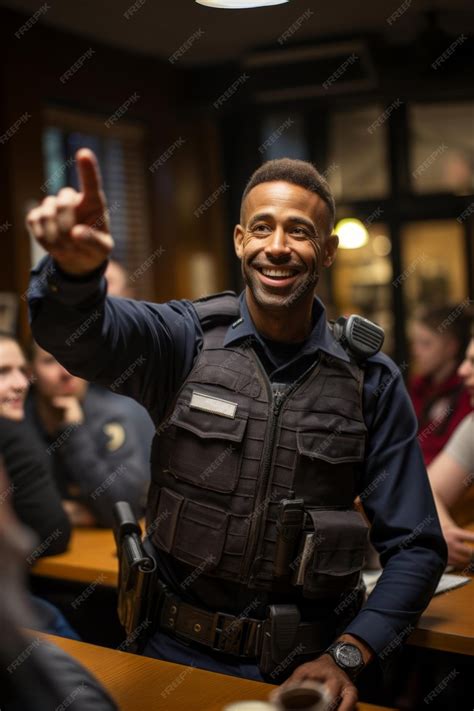 Premium AI Image | Police officer addressing a classroom of students on