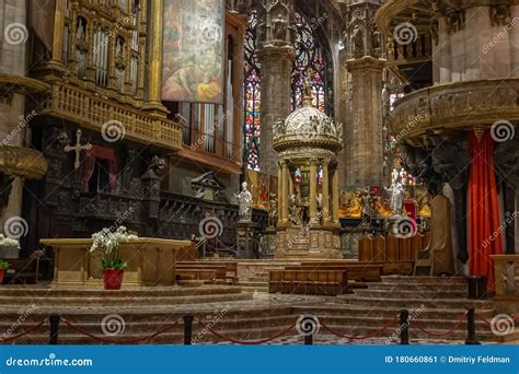 The Main Altar Of The Cathedral Of Milan Duomo Di Milano In Milan