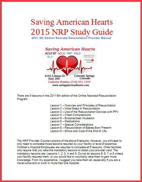 Nrp Neonatal Resuscitation Program Study Guide Free Download Study