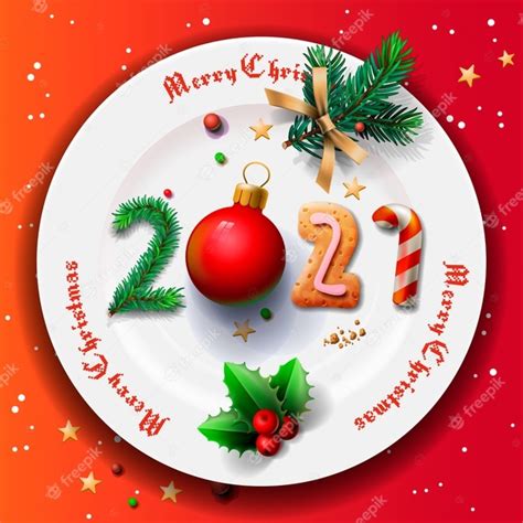 Premium Vector Merry Christmas And Happy New Year 2021 Christmas Plate