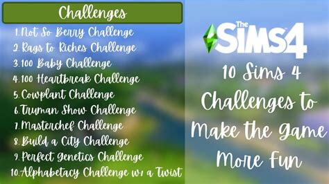 10 Sims 4 Challenges To Make The Game More Fun Mar 2021 Youtube
