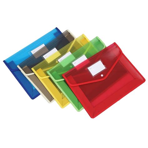 5pcsset A4 Plastic File Wallet Document Folder Premium Poly Pockets