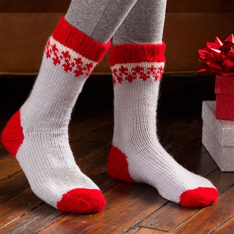 Red Heart Christmas Morning Slipper Socks Yarnspirations