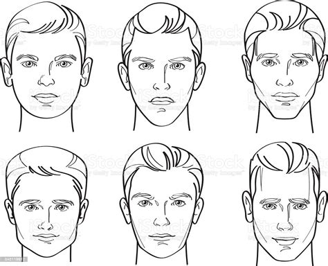 Men Face Shape Line Drawing Illustration Stock Vector Art And More Images