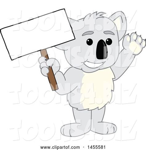 Vector Illustration Of A Cartoon Koala Bear Mascot Holding A Blank Sign