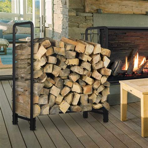 KingSo Firewood Log Rack Ft Wood Storage Holder For Ourdoor Patio Fireplace Walmart Com