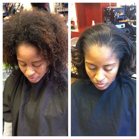 Before And After Press And Curl Natural Hair To Straight Hair Straightening Natural Hair