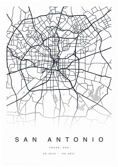 Printable San Antonio Map Print Map Of San Antonio San Etsy