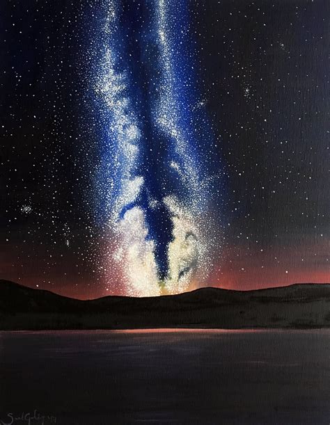 Milky Way Galaxy Painting Star Decor Night Sky Painting Etsy