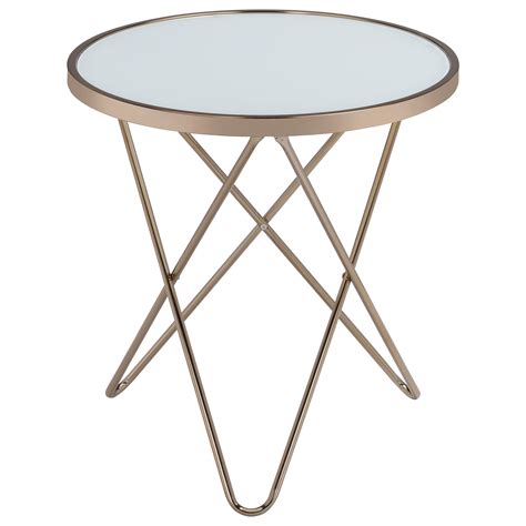 Acme Furniture Valora Contemporary Round End Table With White Frosted