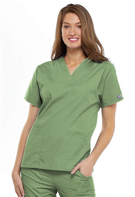 cherokee cherokee workwear scrubs top for women v neck 4700 l sage green