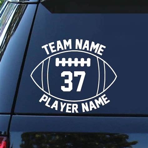 Football Player Decal Personalized Football Decal Team Car Etsy