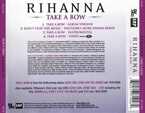 Car Tula Trasera De Rihanna Take A Bow Cd Single Portada