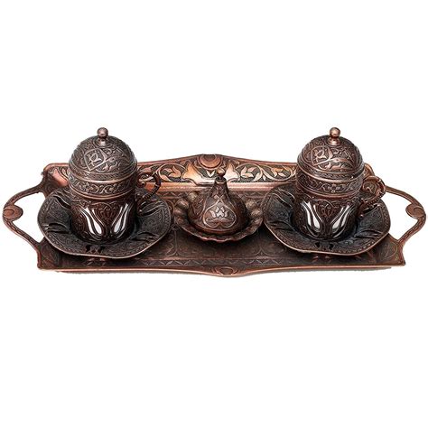Pharpar Turkish Style Coffee Serving Cups With Holders Lids Saucers