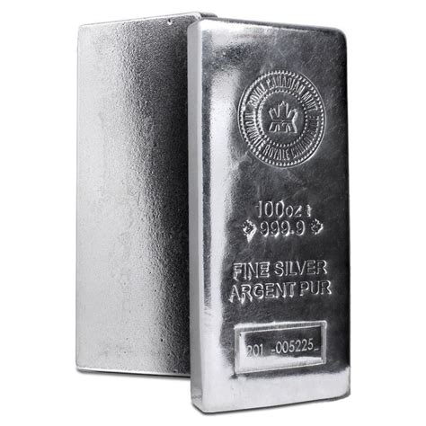 100 Oz Silver Bar Royal Canadian Mint 9999 2021 Bullion Mart